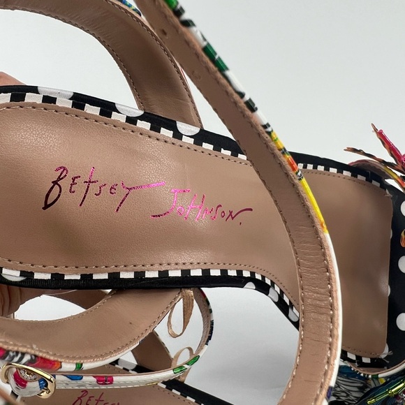 Betsey Johnson Black and Gold Heels with Floral and Butterfly Design - Picture 9 of 12